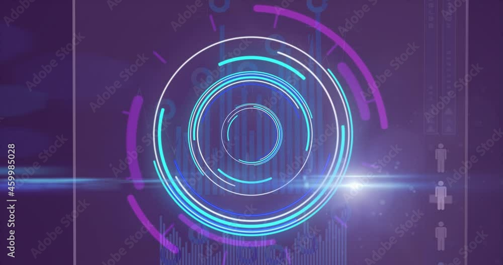Poster animation of processing circle and moving light on scientific graph