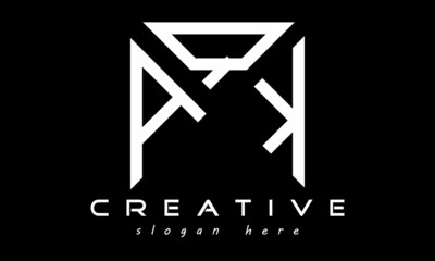 geometric monogram letters AQK logo design vector, business logo, icon shape logo, rectangle squire polygon letters modern unique minimalist creative logo design, vector template