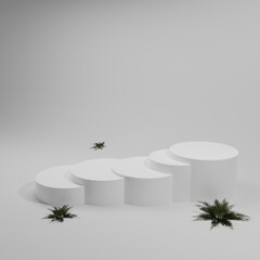 3d background with a white podium and tree 