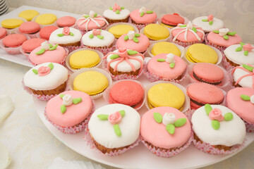 closeup of a cupcakes on a plate