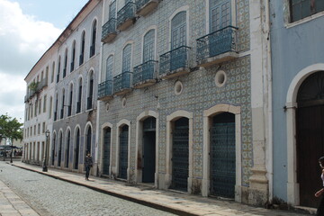 Fototapeta na wymiar Colonial tile facades in the historic center of São Luís MA, Northeast Brazil