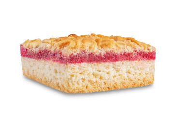 Sweet shortbread cookies with berry jam on a white isolated background