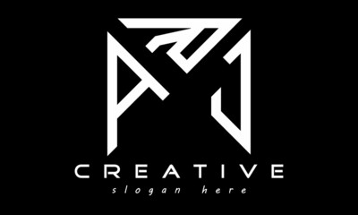 geometric monogram letters ARJ logo design vector, business logo, icon shape logo, rectangle squire polygon letters modern unique minimalist creative logo design, vector template