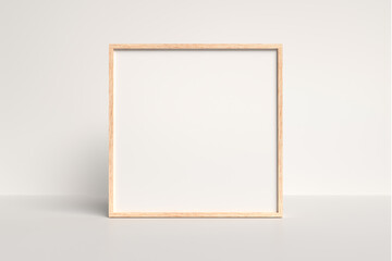 Square wood frame for mockup. 3d rendering.