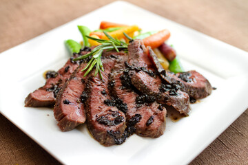 Sous Vide Flat Iron Steak with Rosemary Balsamic Sauce
