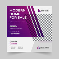 Modern Dream Home or Real Estate Instagram Post or Social Media Banner Template Premium Vector