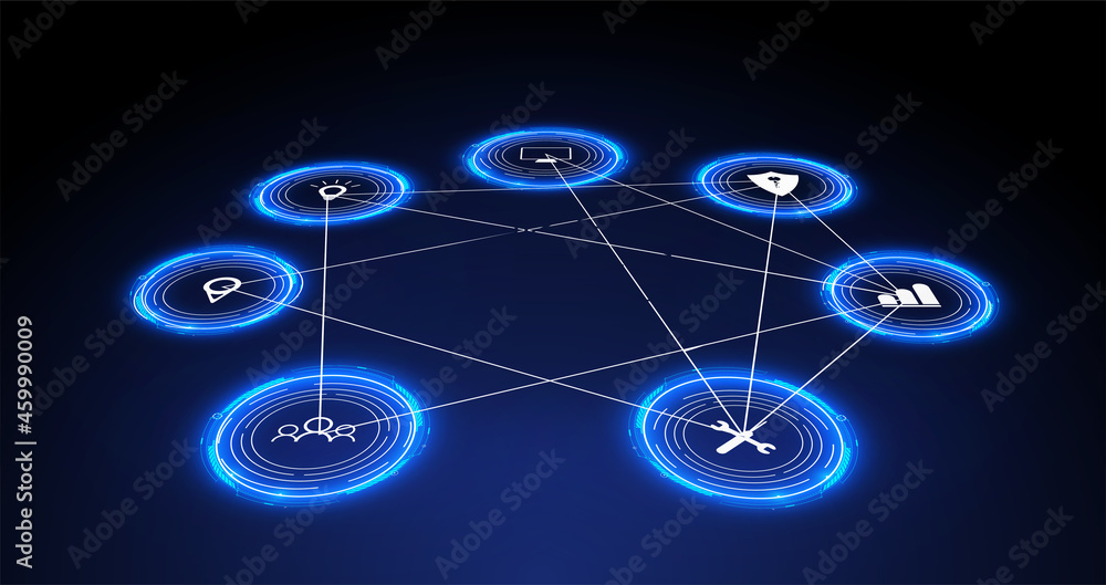 Poster internet of things (iot) and networking concept for connected devices. spider web of network connect