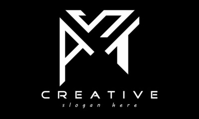 geometric monogram letters AST logo design vector, business logo, icon shape logo, rectangle squire polygon letters modern unique minimalist creative logo design, vector template