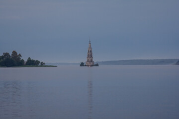 Fototapeta na wymiar Kalyazin Bell Tower. Bell tower of the flooded St. Nicholas Cathedral.
