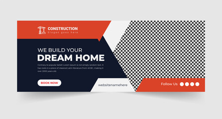Construction Agency We Build Your Modern Dream Home Real Estate Facebook Cover Banner Template Premium Vector