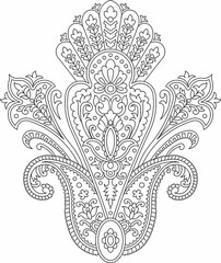 Floral Design , Embroidery Pattern. Black And White , And Stock Illustration Hand Drawn. Fantasy Flowers Leaves. T-shirt Designs. Royalty Free Cliparts, illustration