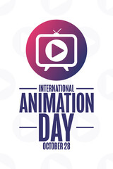 International Animation Day. October 28. Holiday concept. Template for background, banner, card, poster with text inscription. Vector EPS10 illustration.