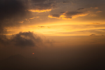 Beautiful sky evening beauty and Clouds at sunset , Panoramic scene view . Natural background 