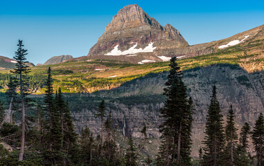 Scenic Highline Trail Views of Glacier Valley by the Going-to-the-Sun Road, Glacier National Park, Montana