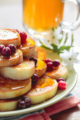 pancakes with berries and honey