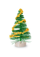 artificial Christmas tree with a garland of beads
