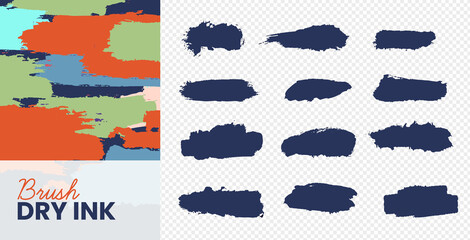 Black brush stroke collection. Dry ink stroke vector Illustrations. Dirty brushes and wide brushes textures