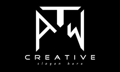 geometric monogram letters ATW logo design vector, business logo, icon shape logo, rectangle squire polygon letters modern unique minimalist creative logo design, vector template