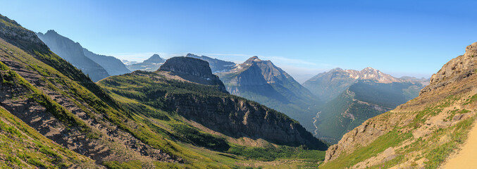 Panoramic Views from Haystack Butte, Glacier National Park, Montana - obrazy, fototapety, plakaty