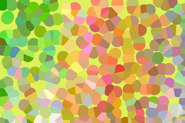 Macro colourful warm yellow, green and red pointillized spots