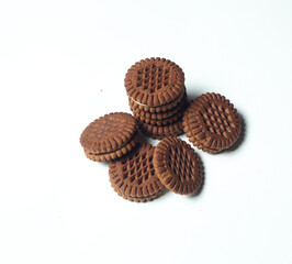 biscuits with milk cream isolated on white background