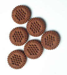 biscuits with milk cream isolated on white background
