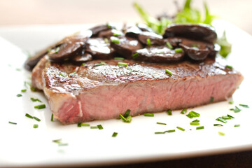 Sous Vide Ribeye Steak with Truffle Mushroom Ragout Sauce