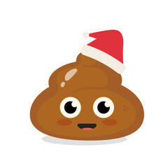 Funny kawaii, cute turd on a white background. Turd vector. Funny turd on a white background. Vector kawaii turd. Isolated on a white background.