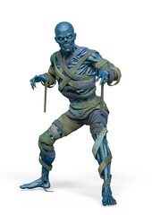 mummy in action on white background