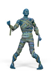 mummy is on guard in white background