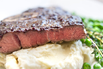 Sous Vide Beef Shank Steak with Red Wine Reduction and Sweet Peas