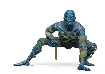 mummy is ready to attack on white background