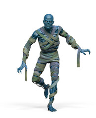 mummy is walking on white background