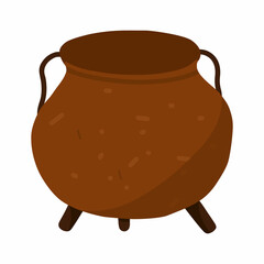Hand drawn magic caulderon Halloween. Carton vector illustration pot for Halloween