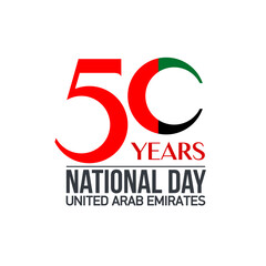 Fifty UAE national day, Spirit of the union. Banner with UAE state flag. Illustration of 50 years National day of the United Arab Emirates. Card in honor of the 50th anniversary 2 December 1971 - 2021