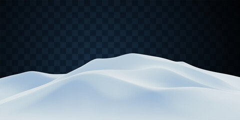 Snowy landscape isolated on light transparent background. © maximmmmum