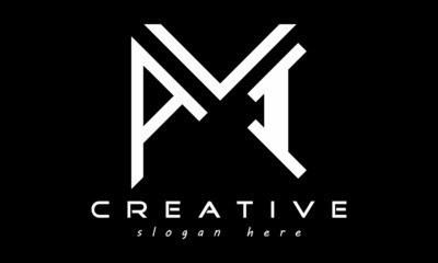 geometric monogram letters AVI logo design vector, business logo, icon shape logo, rectangle squire polygon letters modern unique minimalist creative logo design, vector template