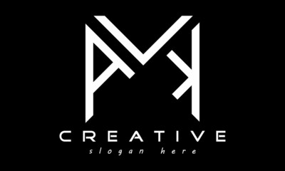 geometric monogram letters AVK logo design vector, business logo, icon shape logo, rectangle squire polygon letters modern unique minimalist creative logo design, vector template