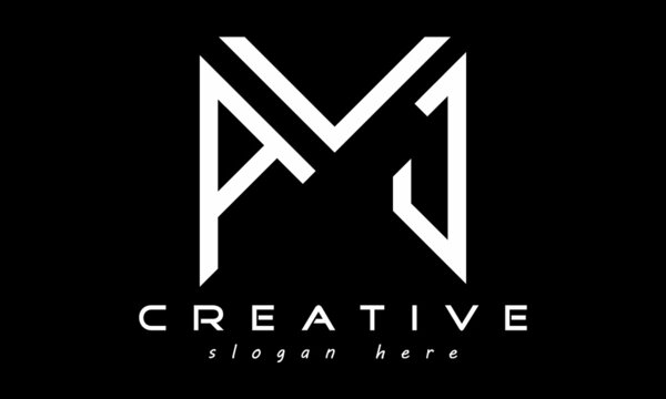 geometric monogram letters AVJ logo design vector, business logo, icon shape logo, rectangle squire polygon letters modern unique minimalist creative logo design, vector template