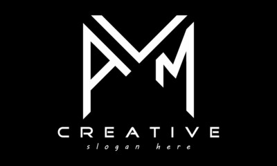 geometric monogram letters AVM logo design vector, business logo, icon shape logo, rectangle squire polygon letters modern unique minimalist creative logo design, vector template