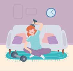 girl lifting a dumbbell