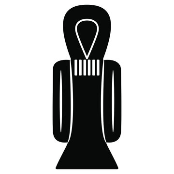 recommend clip art: Ancient Egyptian sacred symbol Tyet. Knot of Isis or girdle of Isis. Ankh amulet. Egyptian cross. Stylized human figure. Black and white negative silhouette.