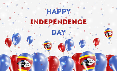 Swaziland Independence Day Patriotic Design. Balloons in Swazi National Colors. Happy Independence Day Vector Greeting Card.