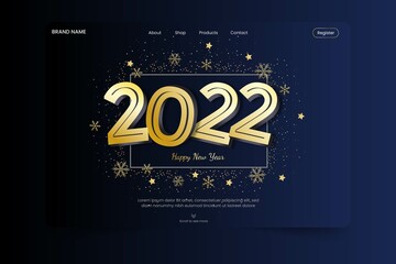 flat new year landing page template vector design illustration