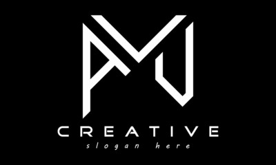 geometric monogram letters AVU logo design vector, business logo, icon shape logo, rectangle squire polygon letters modern unique minimalist creative logo design, vector template