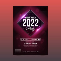 realistic new year 2022 party flyer template vector design illustration