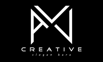 geometric monogram letters AVV logo design vector, business logo, icon shape logo, rectangle squire polygon letters modern unique minimalist creative logo design, vector template