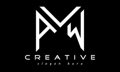 geometric monogram letters AVW logo design vector, business logo, icon shape logo, rectangle squire polygon letters modern unique minimalist creative logo design, vector template