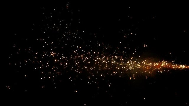 Super Slow Motion Shot of Fireworks Isolated on Black Baclground. Filmed on High Speed Cinematic Camera at 1000fps.