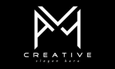 geometric monogram letters AVY logo design vector, business logo, icon shape logo, rectangle squire polygon letters modern unique minimalist creative logo design, vector template